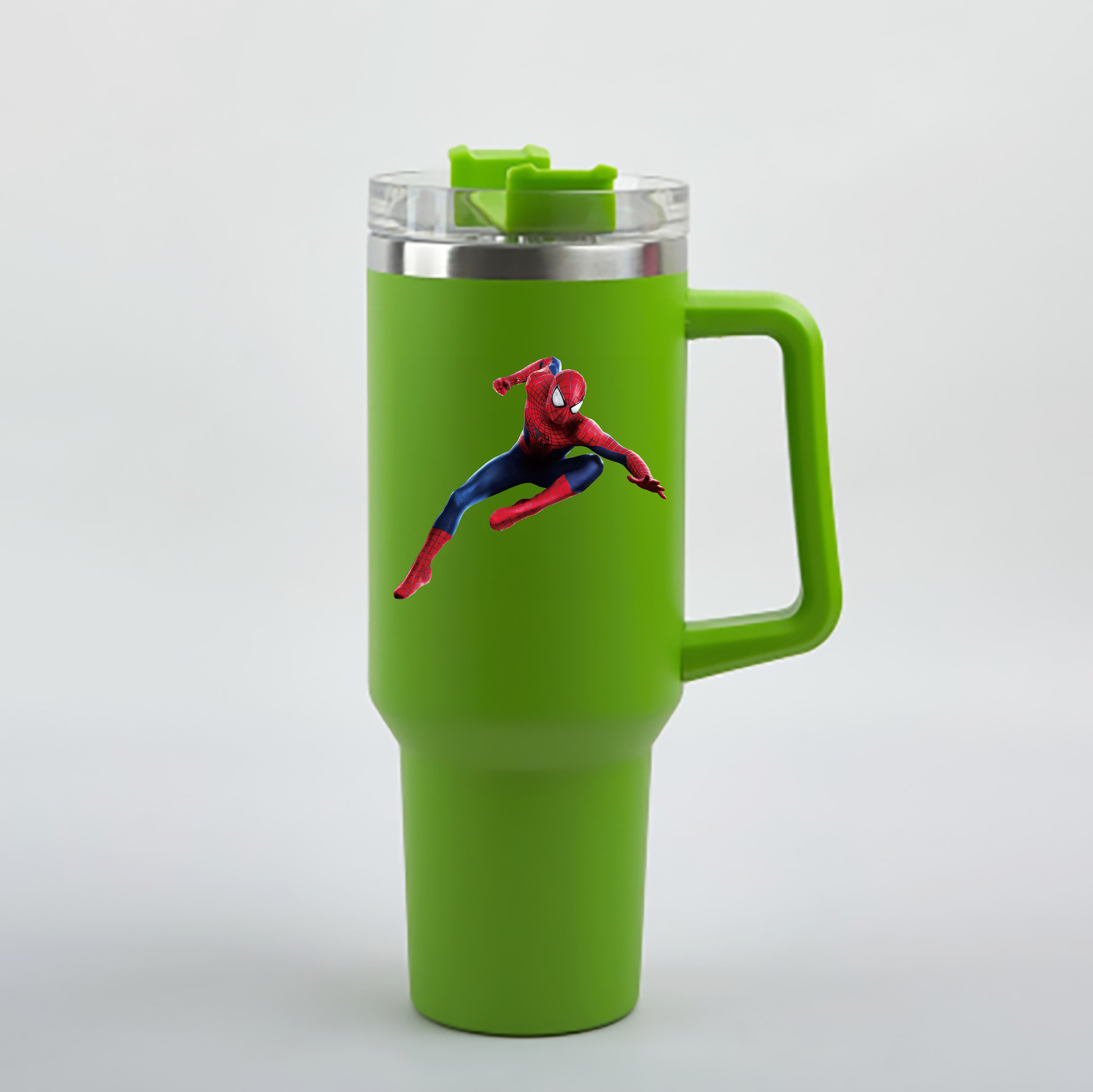 （画像用） Spider Man スパイダーマン 1200mL車用タンブラー - クリスタルステッカー（プラスチックストロー付き）